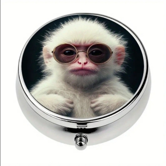 Sassy Wildflower Accessories - Monkey In Glasses 3 Compartment Pill Case